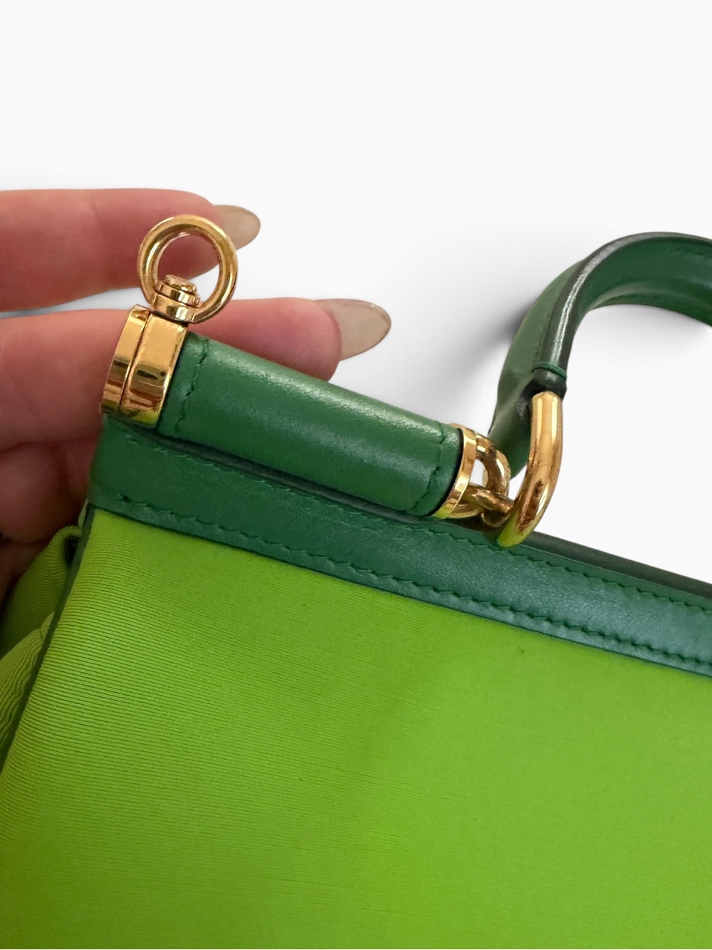 Dolce & Gabbana Neon Green Small Sicily Top-Handle Satchel w/ green leader Trim - Picture 8 of 8